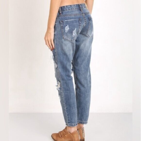 One Teaspoon Jeans Freebirds Skinny Straight Distressed Ankle Zip Denim - Picture 16 of 16